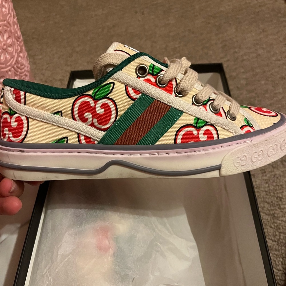 Gucci Tennis Apple Print Sneakers
